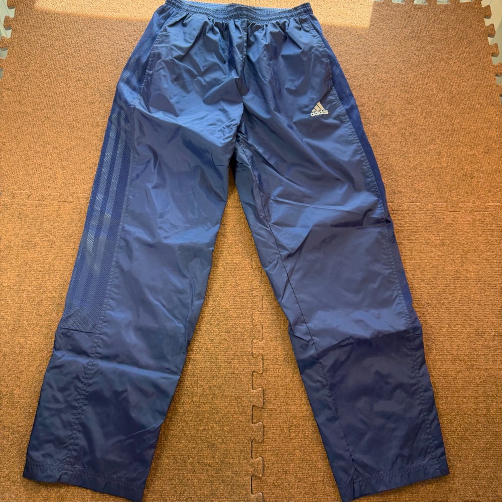 Adidas Track Pants Mens Large Navy Blue Mesh Lined Windbreaker Joggers 720225
